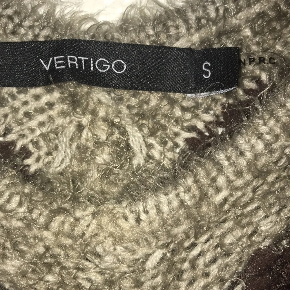 Vertigo Poncho Knit Sweater Oversized Small Retro Vintage V-Pattern Brown Gray - Picture 3 of 11
